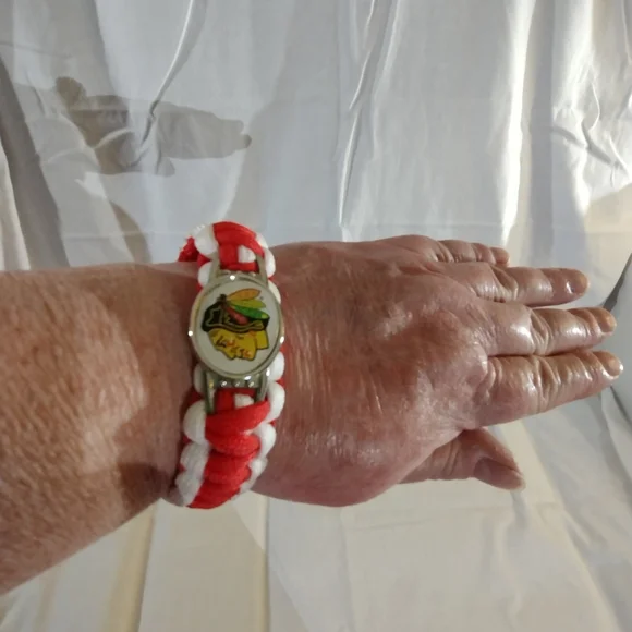 Red and White Paracord Bracelet with Logo - Picture 7 of 7